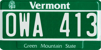 VT license plate OWA413
