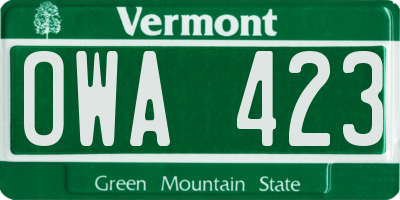 VT license plate OWA423