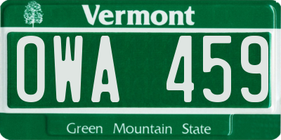 VT license plate OWA459