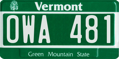 VT license plate OWA481