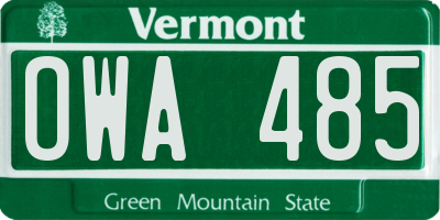 VT license plate OWA485