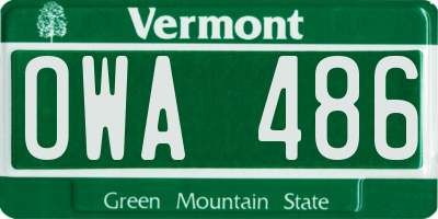 VT license plate OWA486