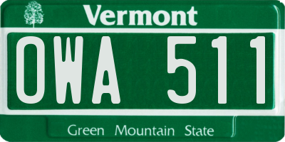 VT license plate OWA511