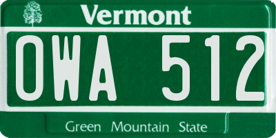 VT license plate OWA512