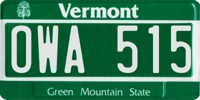 VT license plate OWA515
