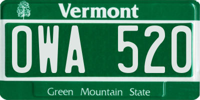 VT license plate OWA520