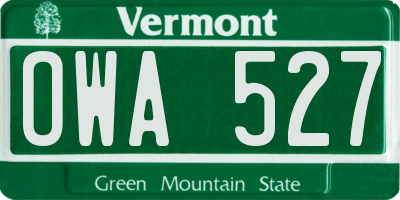 VT license plate OWA527