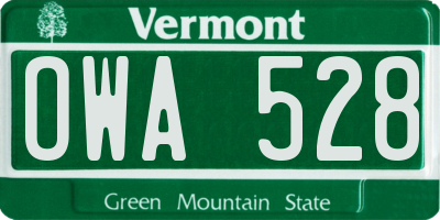 VT license plate OWA528