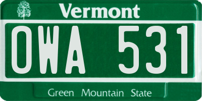 VT license plate OWA531