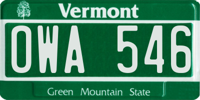 VT license plate OWA546