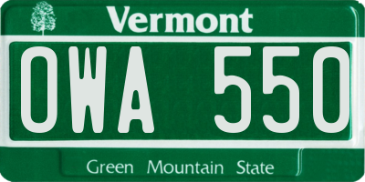 VT license plate OWA550