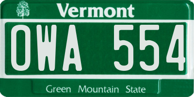 VT license plate OWA554
