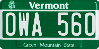 VT license plate OWA560