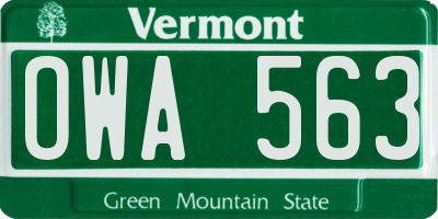 VT license plate OWA563