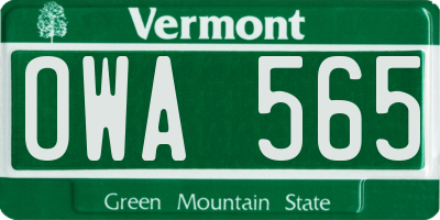 VT license plate OWA565