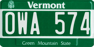 VT license plate OWA574