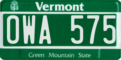 VT license plate OWA575
