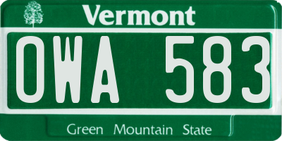VT license plate OWA583
