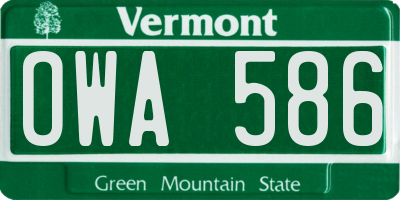 VT license plate OWA586