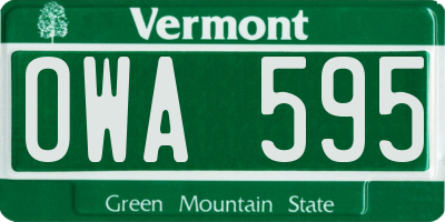 VT license plate OWA595