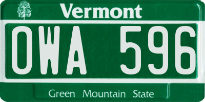 VT license plate OWA596