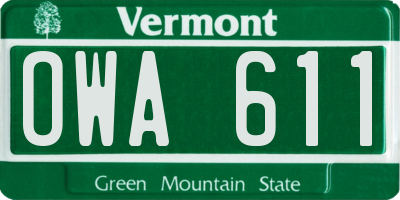 VT license plate OWA611