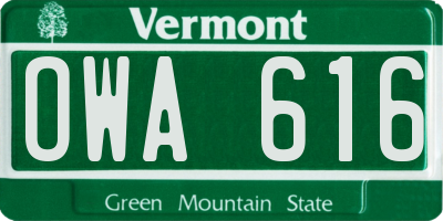 VT license plate OWA616