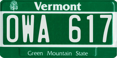 VT license plate OWA617
