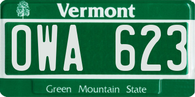 VT license plate OWA623