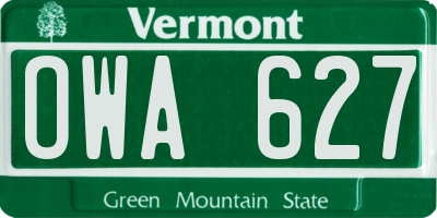 VT license plate OWA627