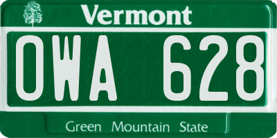 VT license plate OWA628