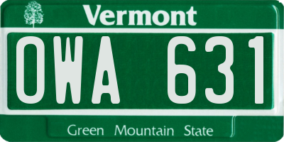 VT license plate OWA631