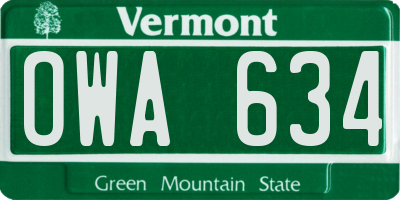 VT license plate OWA634