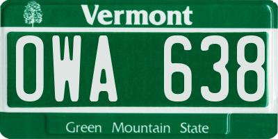 VT license plate OWA638