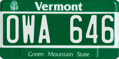 VT license plate OWA646