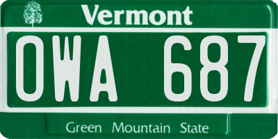 VT license plate OWA687