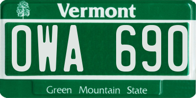 VT license plate OWA690