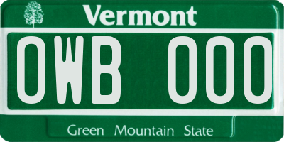 VT license plate OWB000