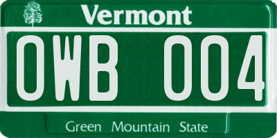 VT license plate OWB004