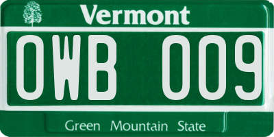 VT license plate OWB009