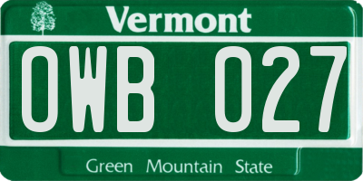 VT license plate OWB027