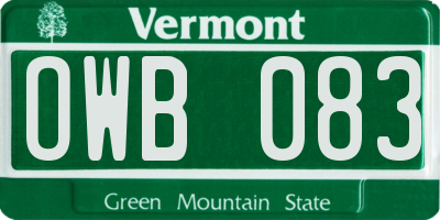 VT license plate OWB083