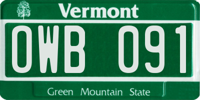 VT license plate OWB091