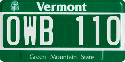 VT license plate OWB110