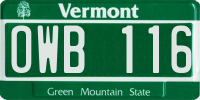 VT license plate OWB116
