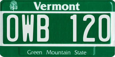 VT license plate OWB120
