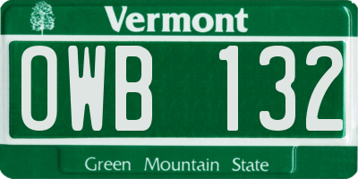 VT license plate OWB132