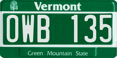 VT license plate OWB135
