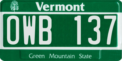 VT license plate OWB137