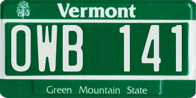 VT license plate OWB141